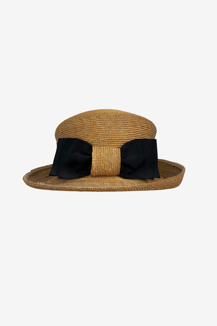 100% Straw hat with GG black ribbon