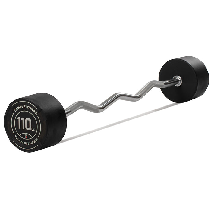 110 LB EZ Curl Fixed Urethane Barbell