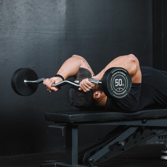 110 LB EZ Curl Fixed Urethane Barbell