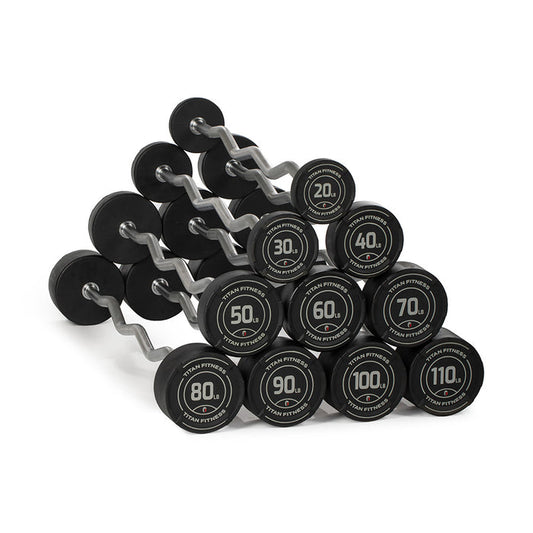 20 LB - 110 LB EZ Curl Fixed Urethane Barbells