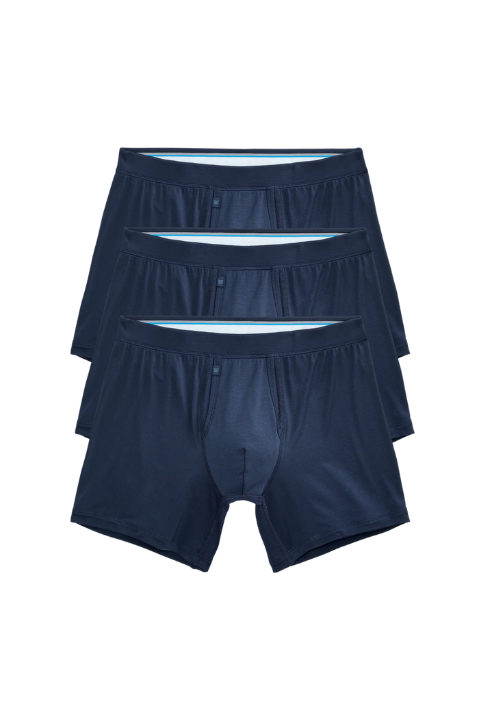 Front view of 3-Pack SILVER HD Boxer Briefs in True Navy