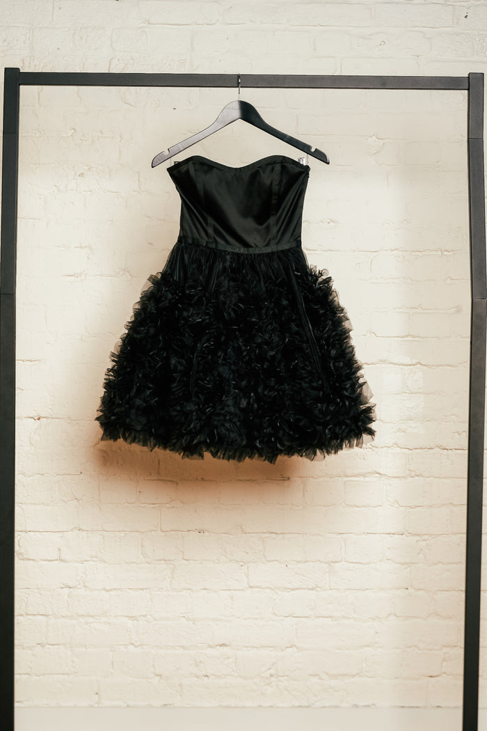 7th Vision Black Strapless Puff Mini Dress image 2
