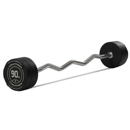 90 LB EZ Curl Fixed Urethane Barbell
