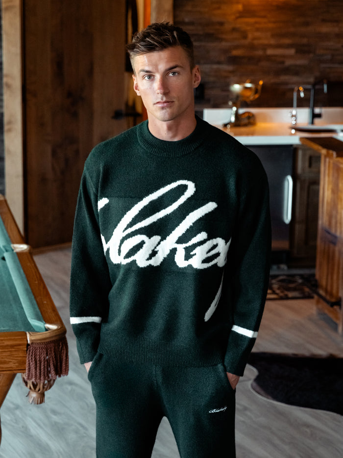 Abel Script Knitted Jumper - Emerald Green