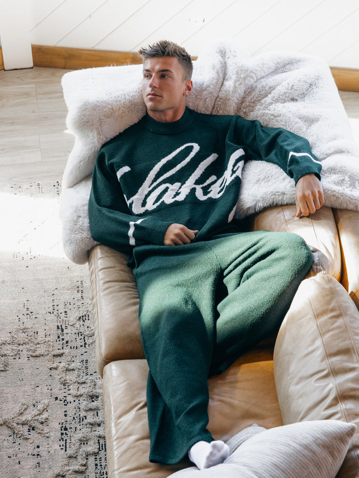 Abel Script Knitted Jumper - Emerald Green