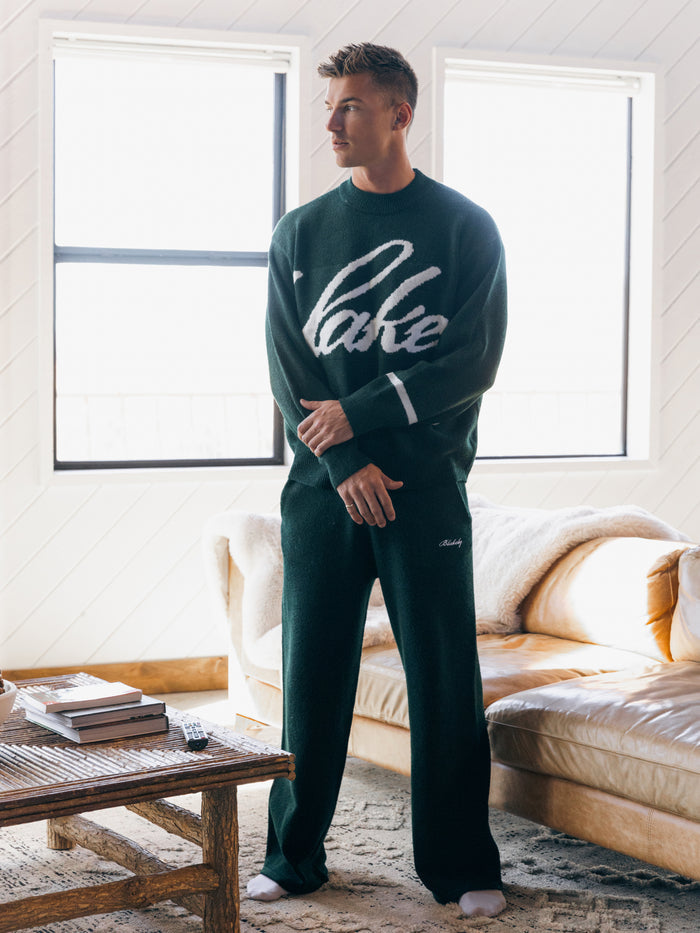 Abel Script Knitted Jumper - Emerald Green