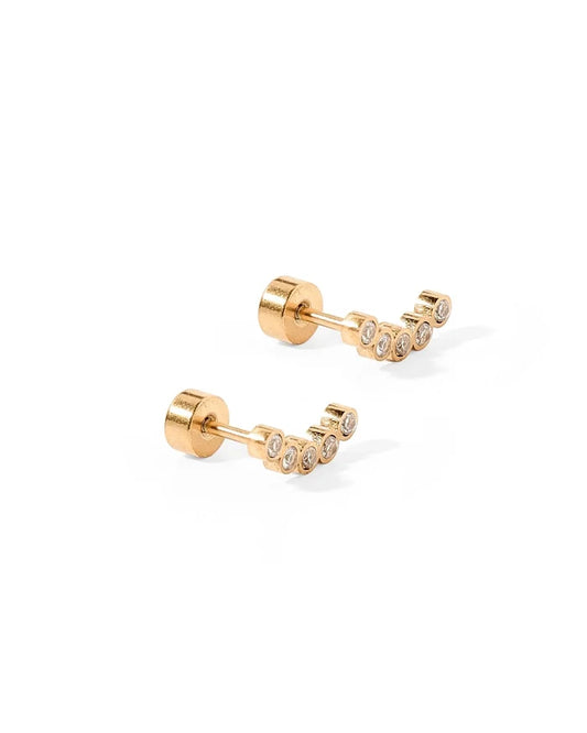 Abigail Sparkle Gold | Screwback Stud Earrings