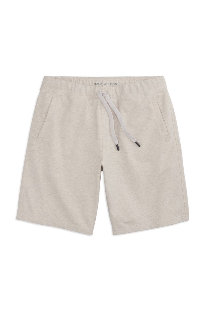 Front view of ACE Sweatshort 9” in Latte Heather