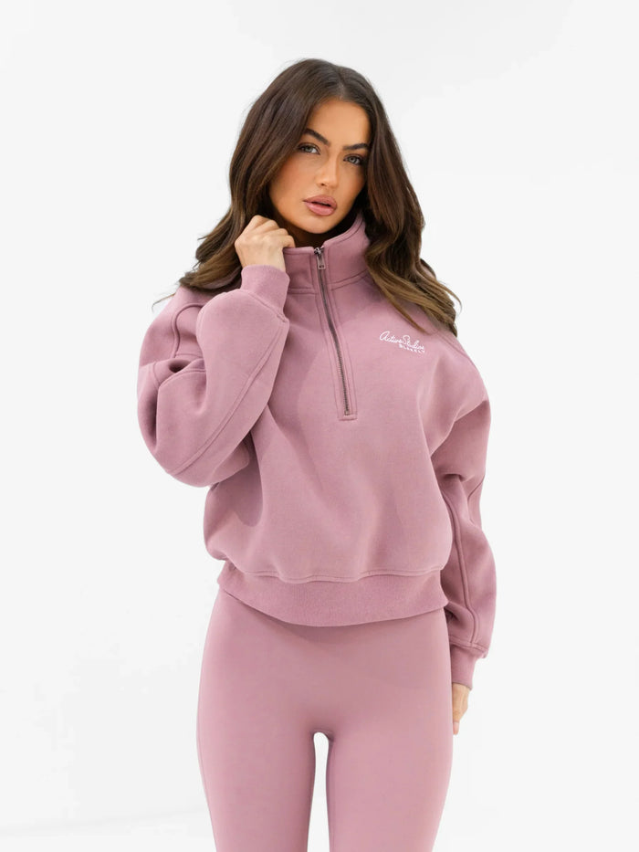 Addie 1/4 Zip Jumper - Dusty Pink