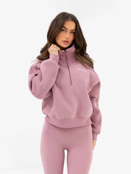 Addie 1/4 Zip Jumper - Dusty Pink