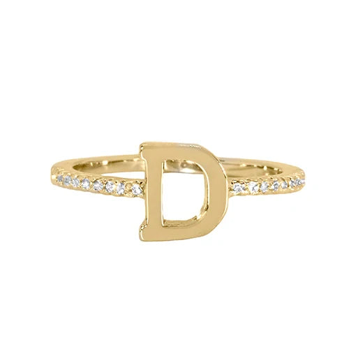 Adjustable Love Letter Yellow Gold Ring | D