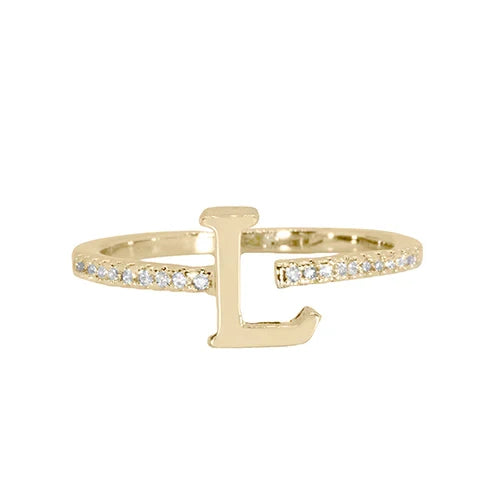 Adjustable Love Letter Yellow Gold Ring | L