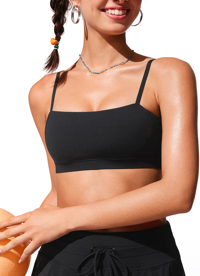 CRZ YOGA Women's Swimwear Tops Bikini Top Adjustable Strap Padded Black