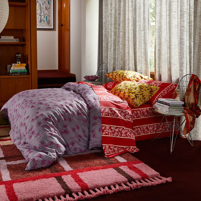 Agata Cotton Sheets - Vermillion Flat Sheet / Single