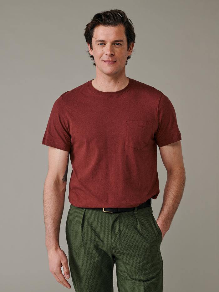 Aubin Rust Aldam Cotton Linen T-Shirt | T-Shirt