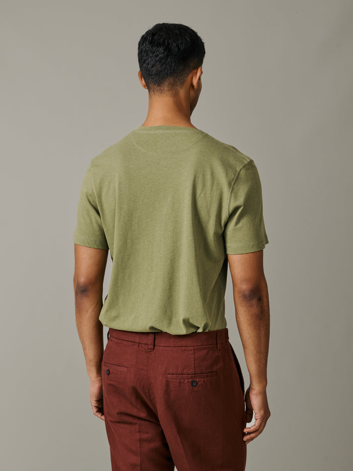 Aubin Khaki Aldam Cotton Linen T-Shirt | T-Shirt