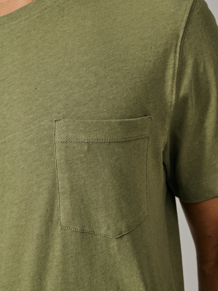 Aubin Khaki Aldam Cotton Linen T-Shirt | T-Shirt