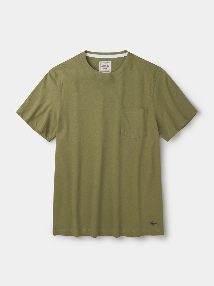Aubin Khaki Aldam Cotton Linen T-Shirt | T-Shirt