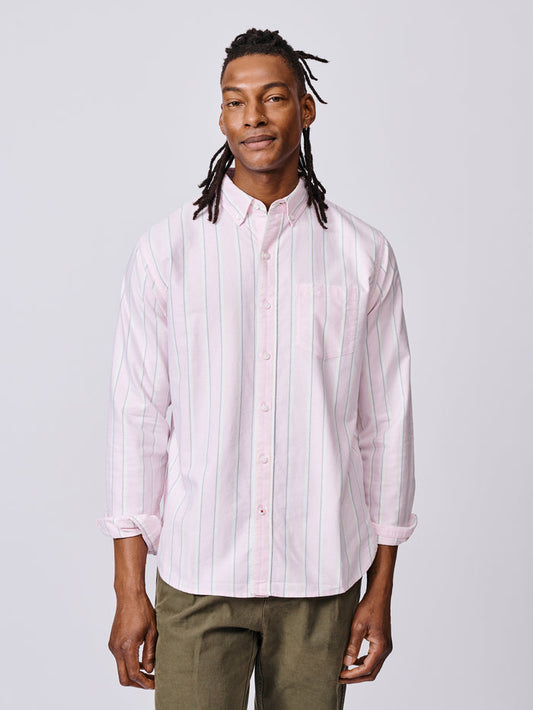 Aubin Pink/Yellow/Khaki Stripe Aldridge Oxford Button Down Shirt | Oxford Shirt