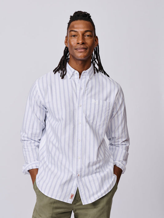 Aubin Lilac Stripe Aldridge Oxford Button Down Shirt | Oxford Shirt