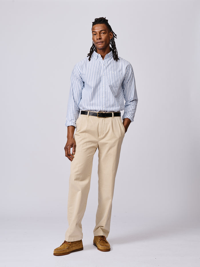 Aubin Bright Blue Stripe Aldridge Oxford Button Down Shirt | Oxford Shirt