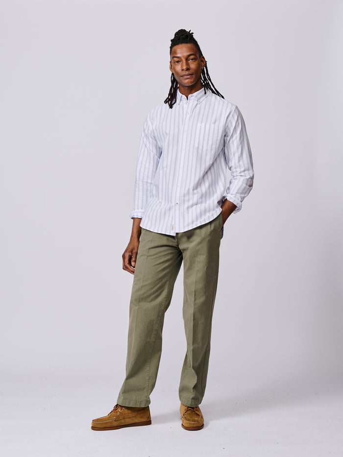 Aubin Lilac Stripe Aldridge Oxford Button Down Shirt | Oxford Shirt