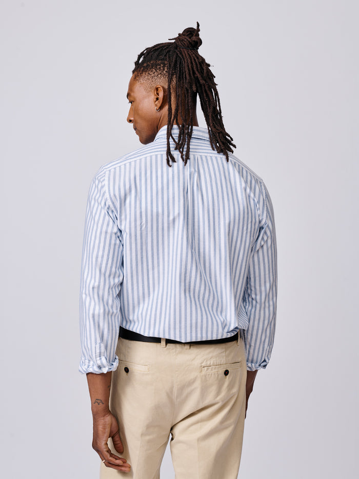 Aubin Bright Blue Stripe Aldridge Oxford Button Down Shirt | Oxford Shirt