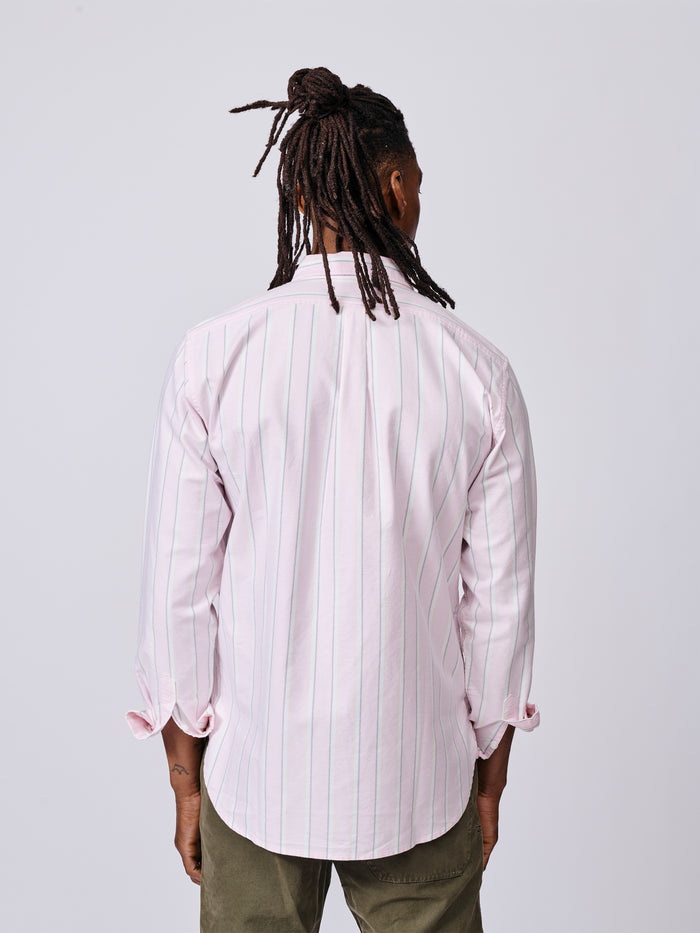 Aubin Pink/Yellow/Khaki Stripe Aldridge Oxford Button Down Shirt | Oxford Shirt