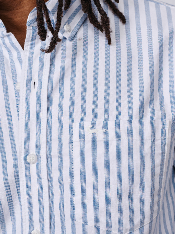 Aubin Bright Blue Stripe Aldridge Oxford Button Down Shirt | Oxford Shirt
