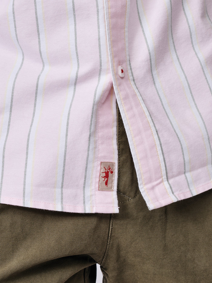 Aubin Pink/Yellow/Khaki Stripe Aldridge Oxford Button Down Shirt | Oxford Shirt