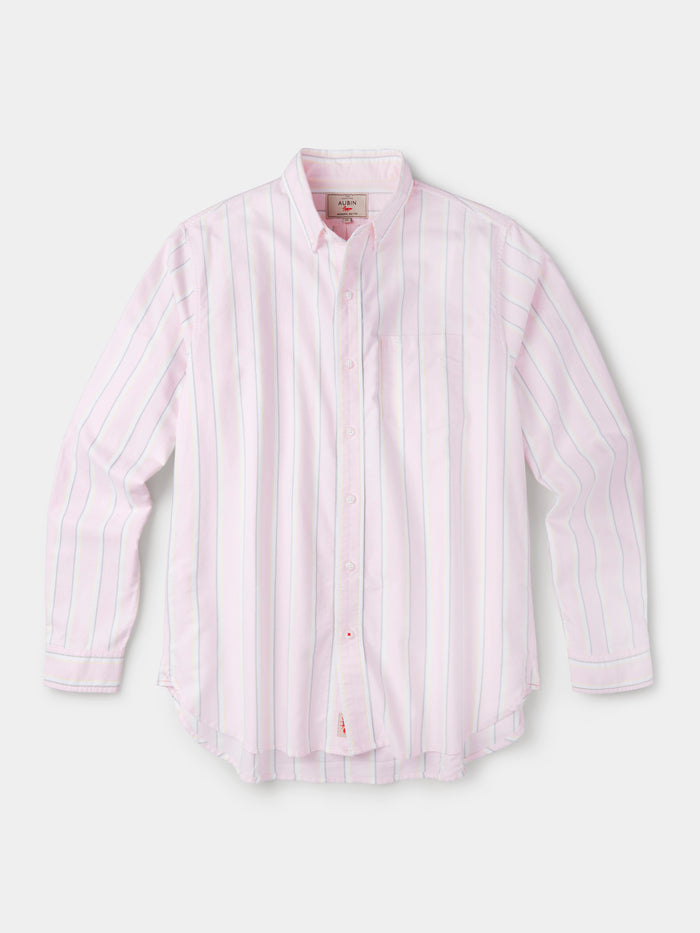 Aubin Pink/Yellow/Khaki Stripe Aldridge Oxford Button Down Shirt | Oxford Shirt