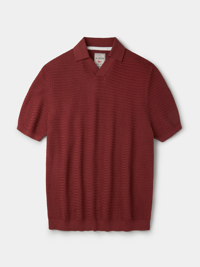 Aubin Rust Alford Textured Polo | Knitted Polo