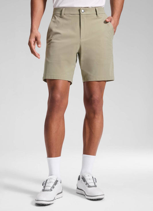 CRZ YOGA Men's Work Classic Fit All-Day Comfort Golf Shorts Pocket 7'' Khali Barley
