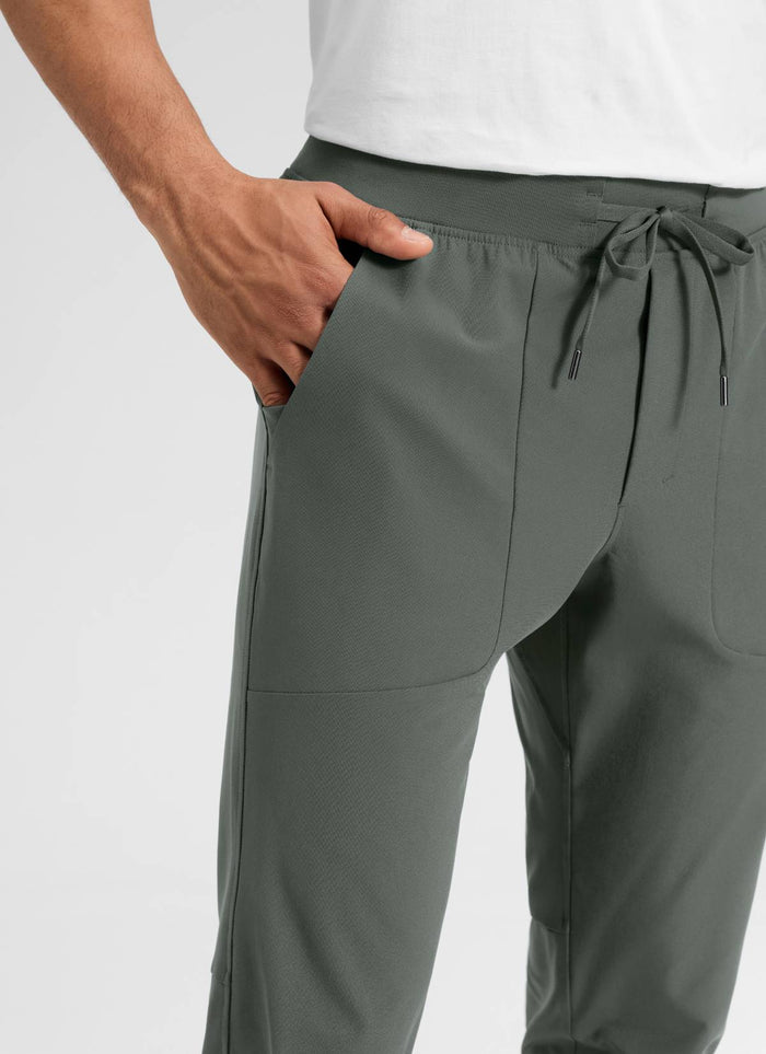 CRZ YOGA Mens Work Slim Fit All-Day Comfort Golf Joggers 30'' Grey Sage