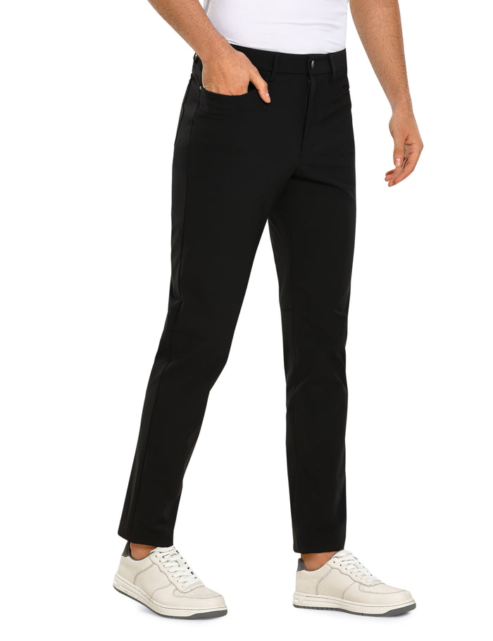 CRZ YOGA Mens Work Slim Fit All-Day Comfort Golf Pants 5 Pockets 32'' Black