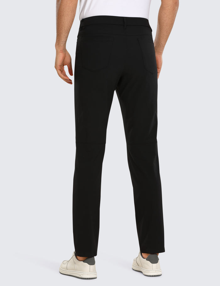 CRZ YOGA Mens Work Slim Fit All-Day Comfort Golf Pants 5 Pockets 32'' Black