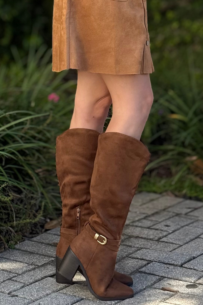 AMELIA Chocolate Microsuede Boots