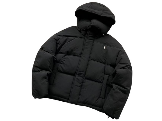 AMI Paris Heart Down Jacket Black