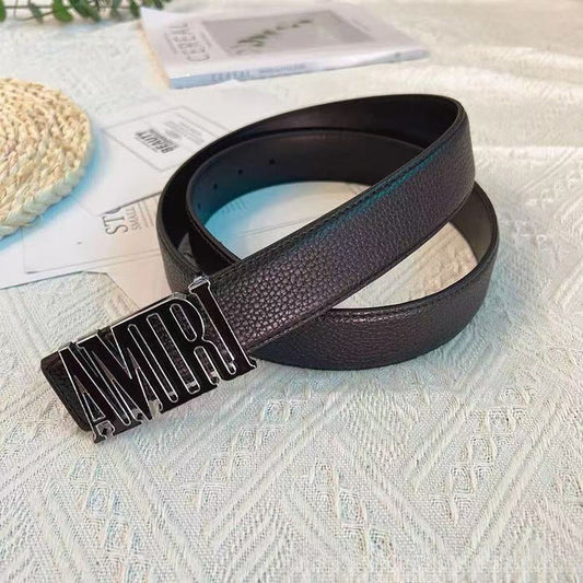 Amiri Pebbled Belt Black/Silver