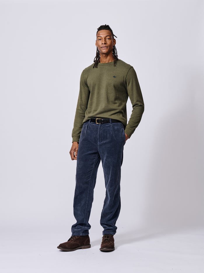 Aubin Khaki Anderson Interlock Long Sleeve T-Shirt | Long Sleeve Tee