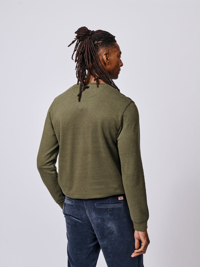 Aubin Khaki Anderson Interlock Long Sleeve T-Shirt | Long Sleeve Tee