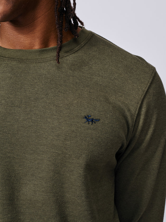 Aubin Khaki Anderson Interlock Long Sleeve T-Shirt | Long Sleeve Tee