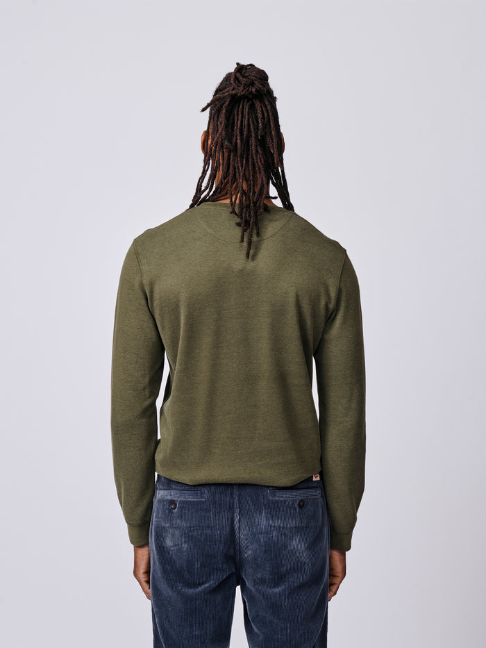 Aubin Khaki Anderson Interlock Long Sleeve T-Shirt | Long Sleeve Tee