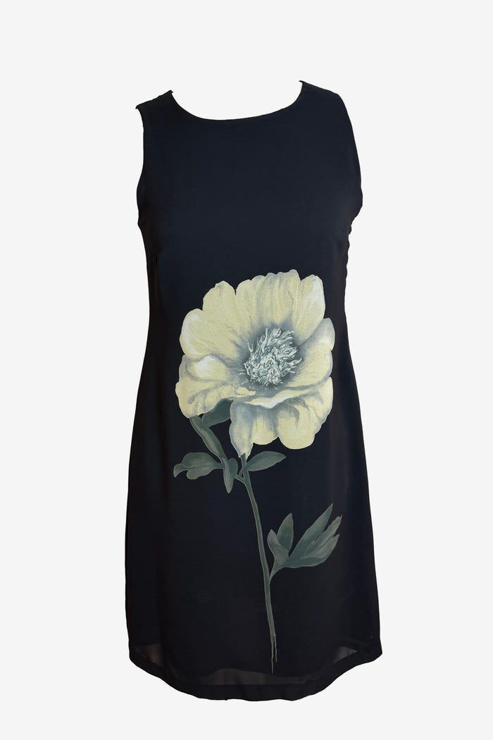 Andiamo Flower Print On Black Sheath Mini Dress image 0