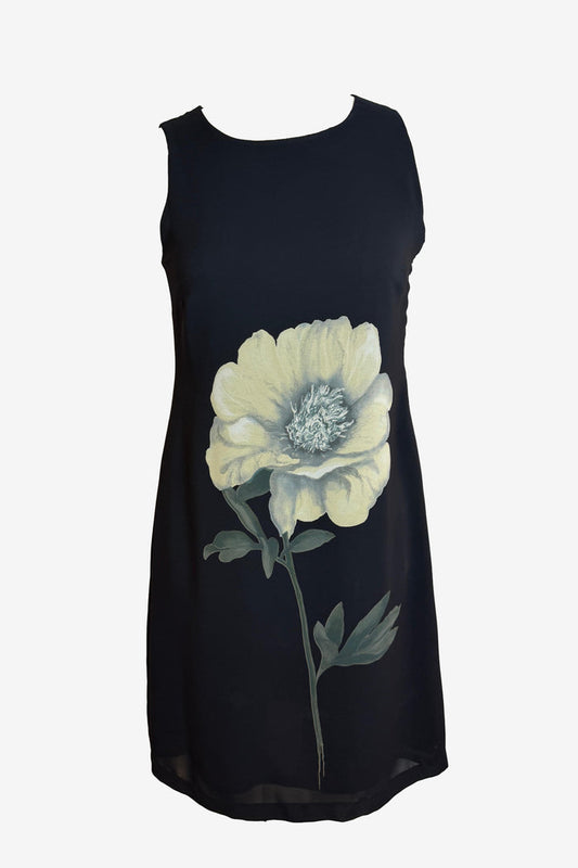 Andiamo Flower Print On Black Sheath Mini Dress image 0