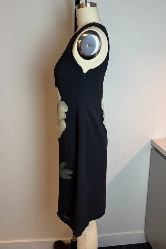 Andiamo Flower Print On Black Sheath Mini Dress image 1