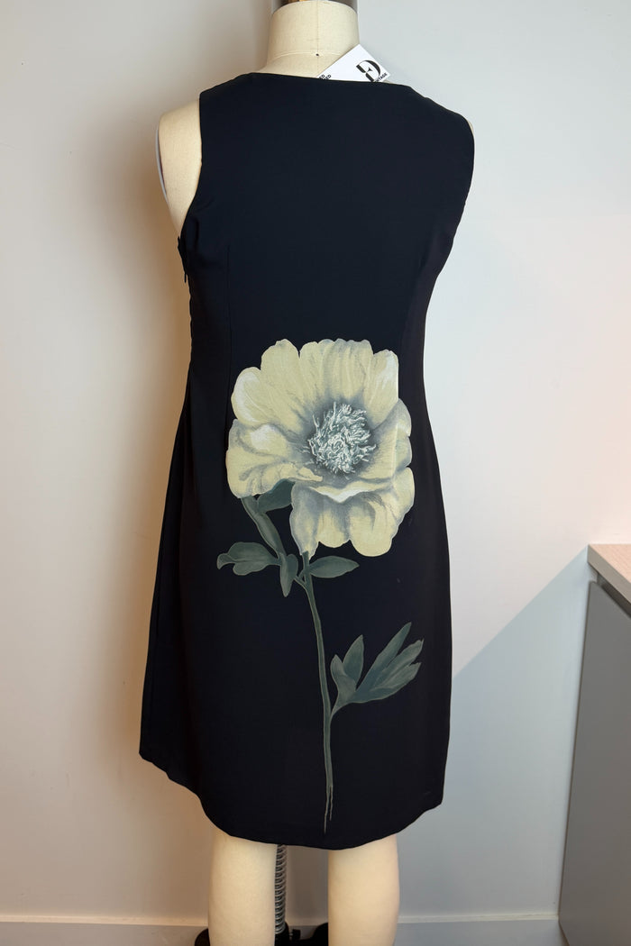 Andiamo Flower Print On Black Sheath Mini Dress image 2