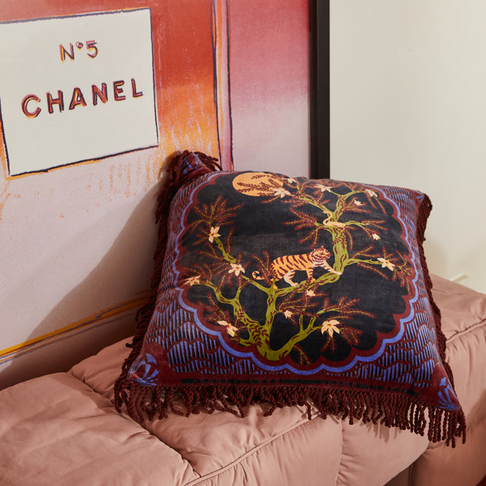 Andrea Velvet Cushion - Ink Feather Insert