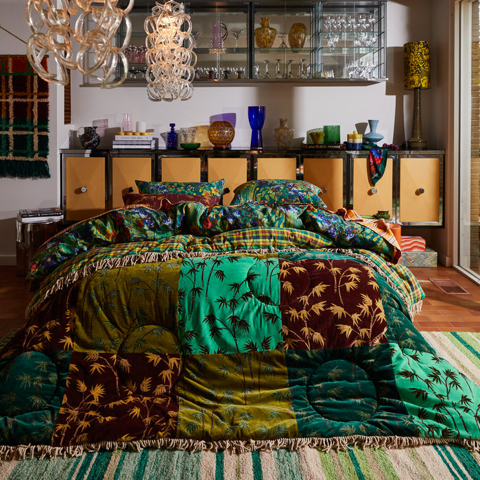 Aneta Patchwork Velvet Bedcover