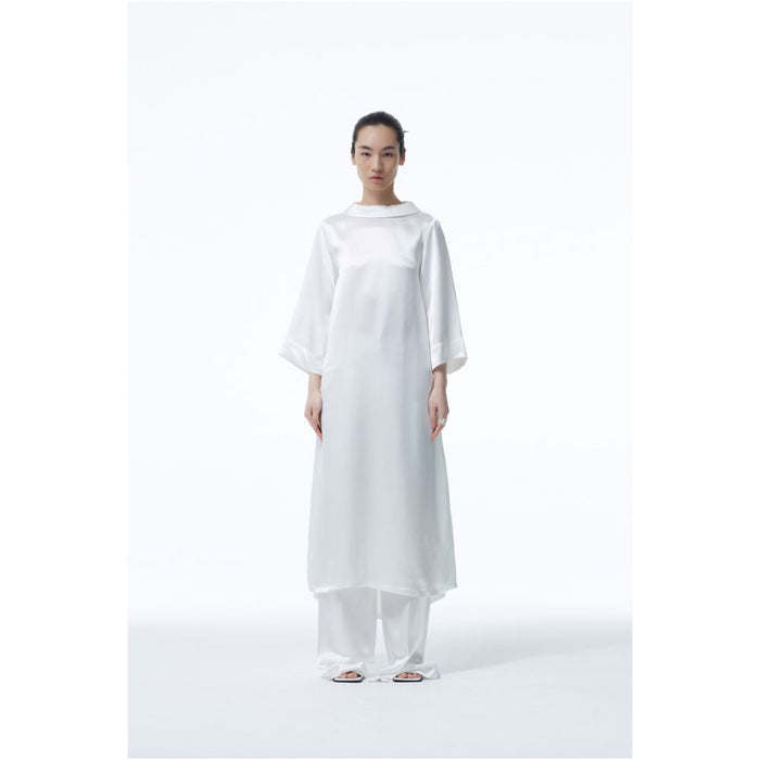 Asaya0267 -  new half high collar acetate backless drape loose commuter loose dress